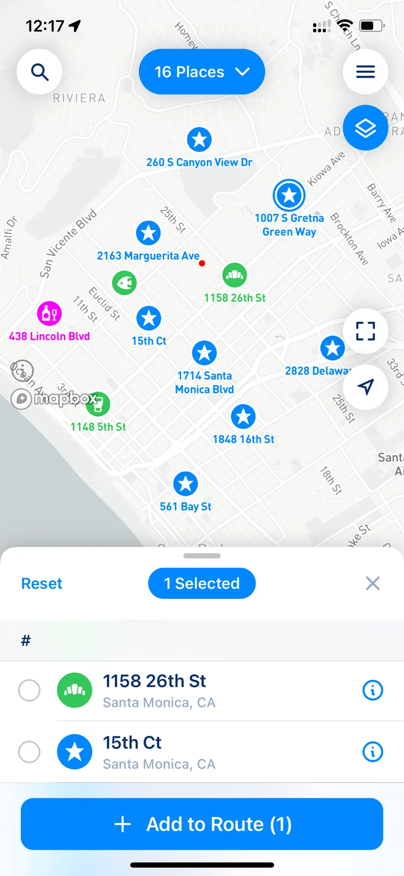 MyWay Route Planner - Favorite Places