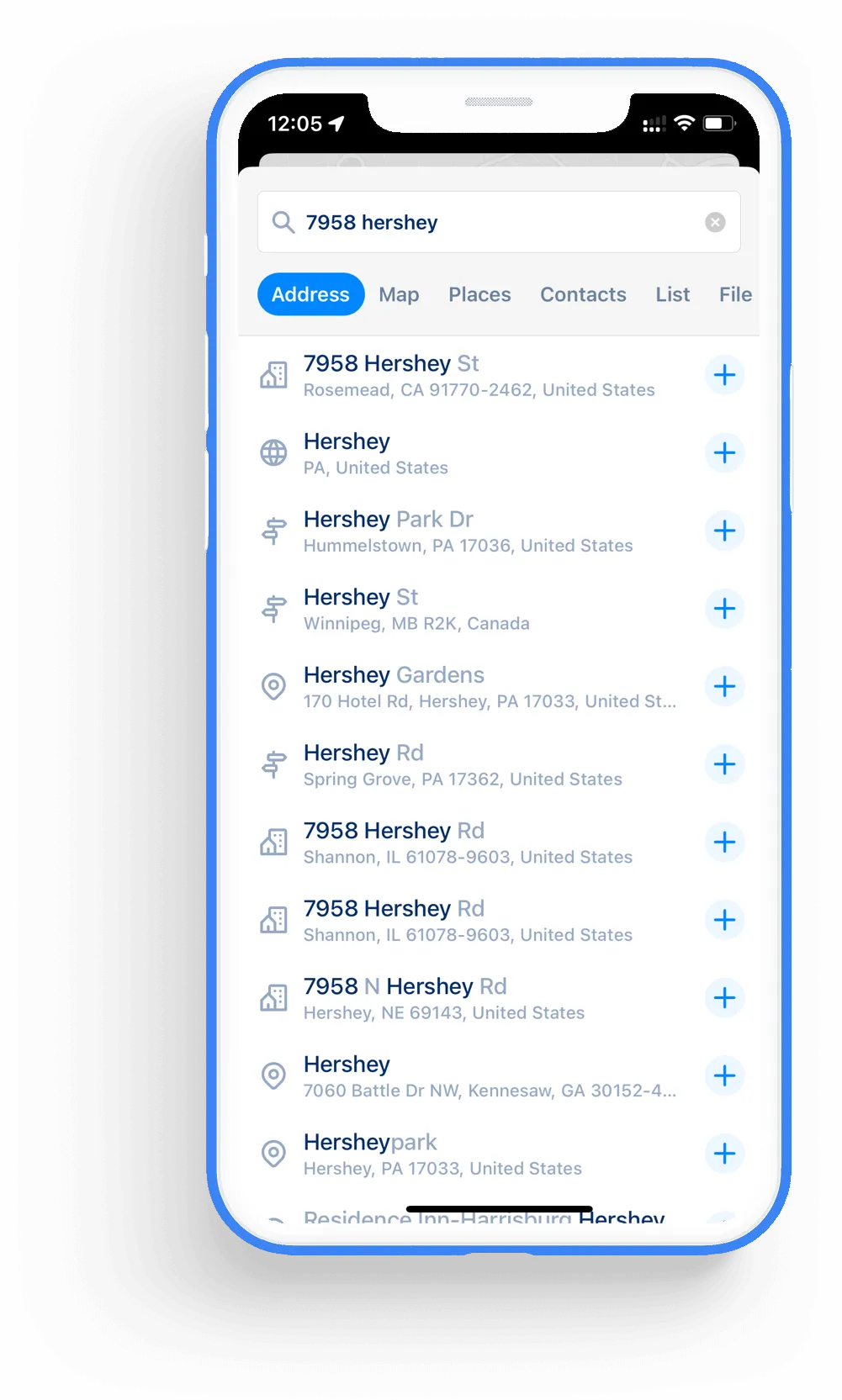 MyWay Route Planner Address Search