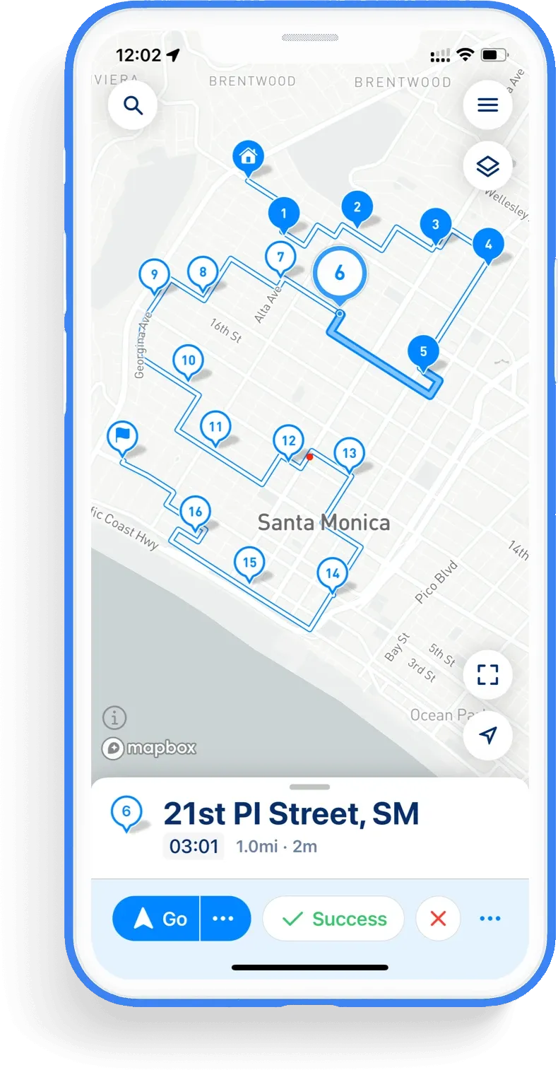 MyWay Route Planner Main List